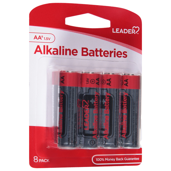Image for Leader Batteries, Alkaline, AA, 1.5 Volt, 8 Pack, 8ea from FOX DRUG STORE PARLIER