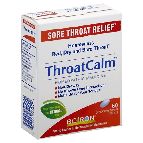 Image for Boiron ThroatCalm, Sore Throat Relief, Quick Dissolving Tablets,60ea from FOX DRUG STORE PARLIER