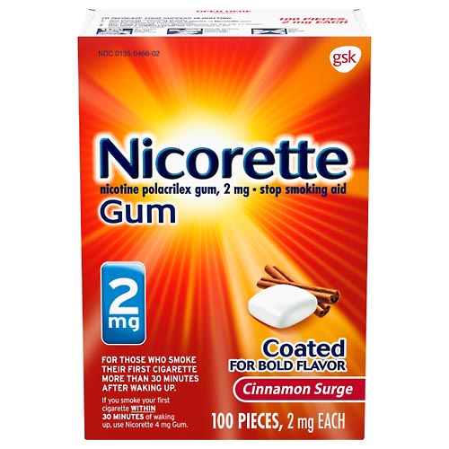 Image for Nicorette Stop Smoking Aid, 2 mg, Gum, Cinnamon Surge,100ea from FOX DRUG STORE PARLIER