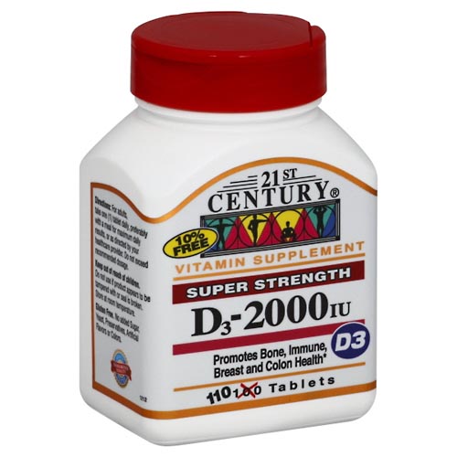 Image for 21st Century Vitamin D3, Super Strength, 2000 IU, Tablets,110ea from FOX DRUG STORE PARLIER