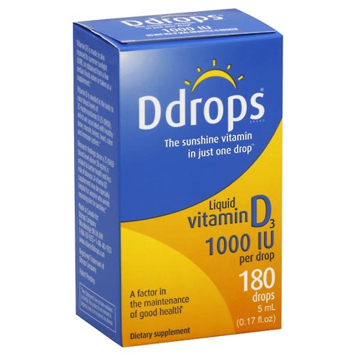 Image for Ddrops Vitamin D3, 1,000 IU, Liquid, Drops,180ea from FOX DRUG STORE PARLIER